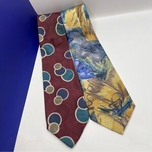 Unique Kuppenheimer & Cattle Baron Men’s Tie Necktie Set Silk Watercolor Vintage